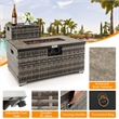 32''x 20'' Propane Rattan Fire Pit Table Set w/ Side Table Tank Gray
