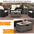 32''x 20'' Propane Rattan Fire Pit Table Set w/ Side Table Tank Gray