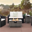 32''x 20'' Propane Rattan Fire Pit Table Set w/ Side Table Tank Gray