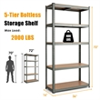 Adjustable 36''x72'' Heavy Duty 5 Level Garage Tool Shelf Gray