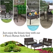 4PCS Patio Rattan Wicker Furniture Set Garden Yard Brown