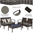 4PCS Patio Rattan Wicker Furniture Set Garden Yard Brown