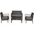 4PCS Patio Rattan Wicker Furniture Set Garden Yard Brown