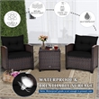 3PCS Patio Rattan Furniture Set Cushioned Conversation Set Sofa Black