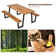 Patented Picnic Table with 2 Benches 70'' Dining Table Yellow