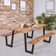 Patented Picnic Table with 2 Benches 70'' Dining Table Yellow
