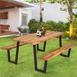 Patented Picnic Table with 2 Benches 70'' Dining Table Yellow