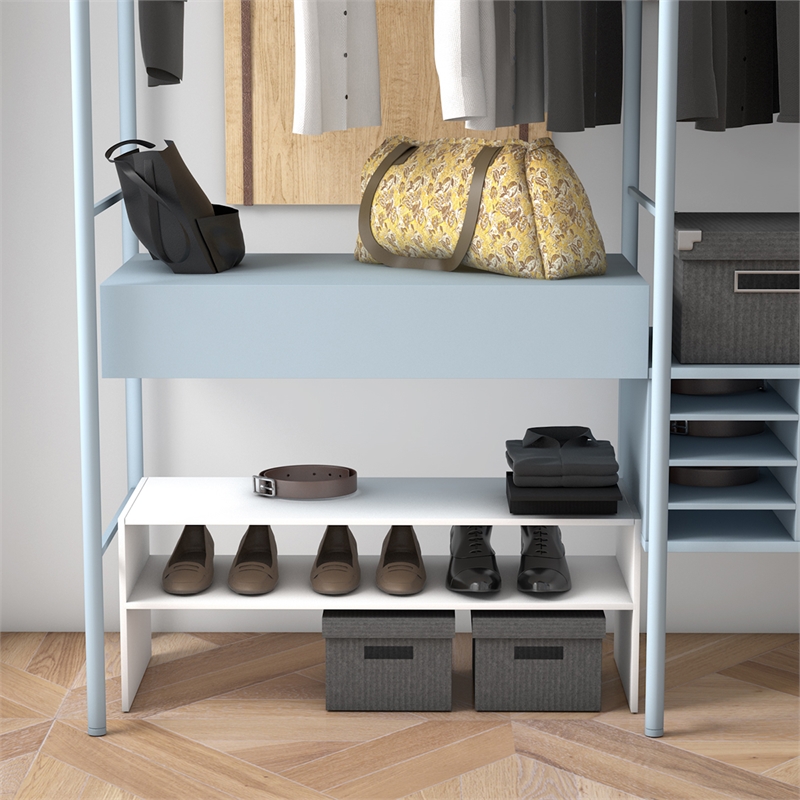 3 PCS Stackable Shoe Rack Horizontal Organizer Storage Shelf White