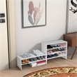 3 PCS Stackable Shoe Rack Horizontal Organizer Storage Shelf White
