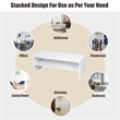 3 PCS Stackable Shoe Rack Horizontal Organizer Storage Shelf White