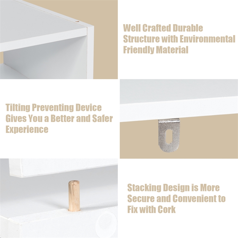 3 PCS Stackable Shoe Rack Horizontal Organizer Storage Shelf White
