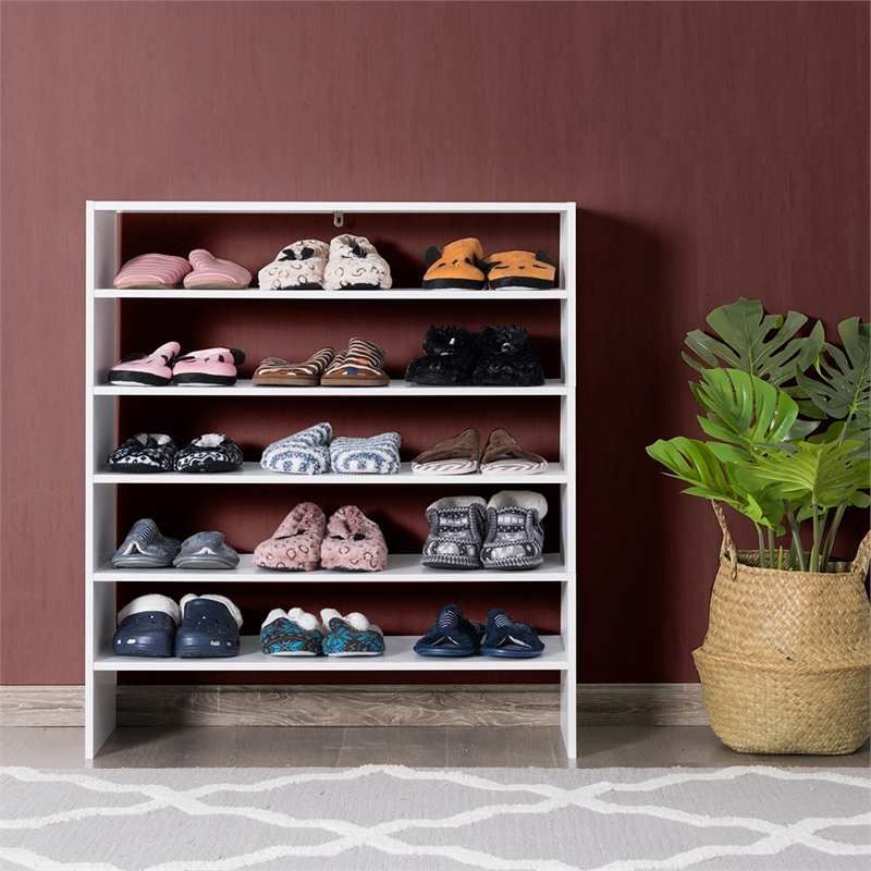 3 PCS Stackable Shoe Rack Horizontal Organizer Storage Shelf White