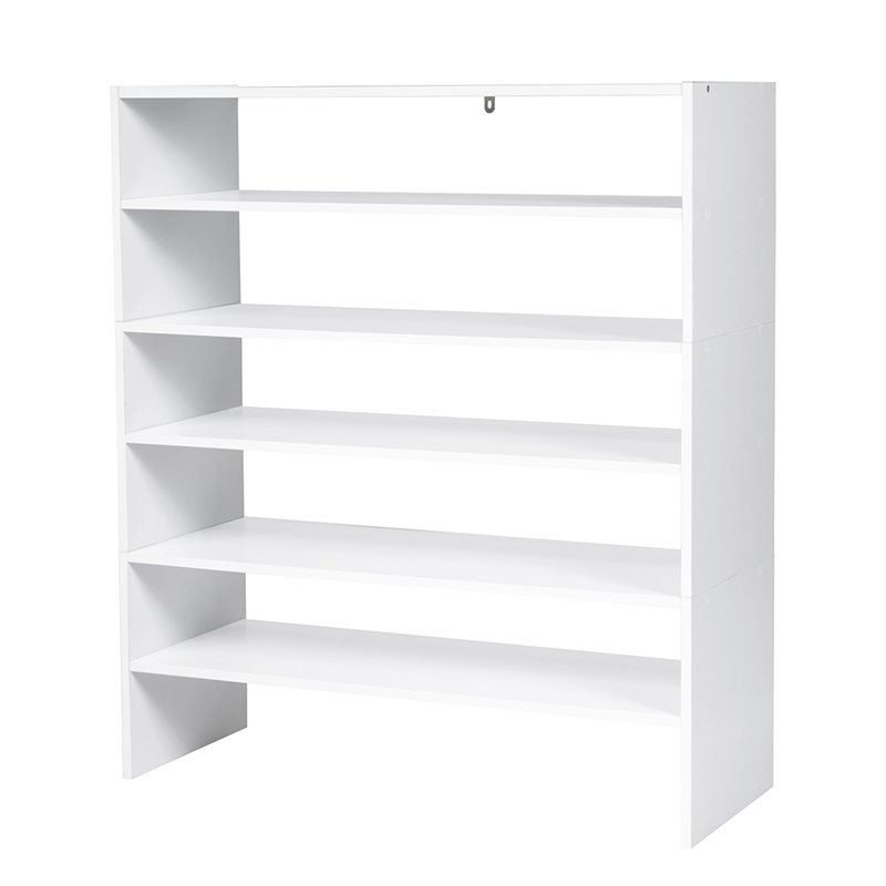 3 PCS Stackable Shoe Rack Horizontal Organizer Storage Shelf White