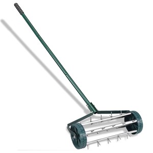 Rolling Garden Lawn Aerator Roller Home Grass Steel Handle Green