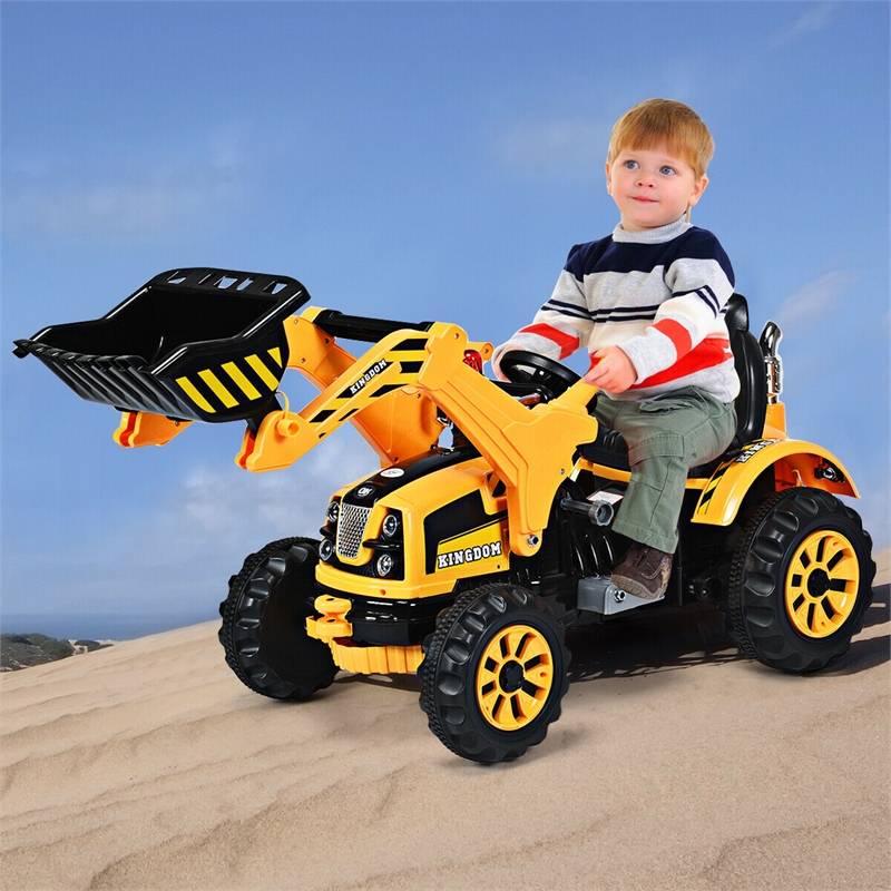 12V Battery Powered Kids Ride On Excavator Truck Yellow