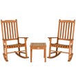 3 PCS Eucalyptus Rocking Chair Set W/ Coffee Table  and 2 Wood Chairs Natural