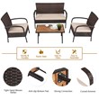 4PCS Patio Rattan Furniture Conversation Set Brown