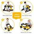 4-in-1 Baby Walker Foldable Activity Push Walker Adjustable Yellow
