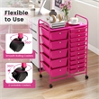 15 Drawer Rolling Storage Cart Mobile Cart Organizer Hot Pink