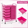 15 Drawer Rolling Storage Cart Mobile Cart Organizer Hot Pink
