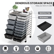 15 Drawer Rolling Storage Cart Mobile Cart Organizer Gray