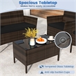 4 PCS Patio Furniture Set with Tempered Glass Coffee Table Black
