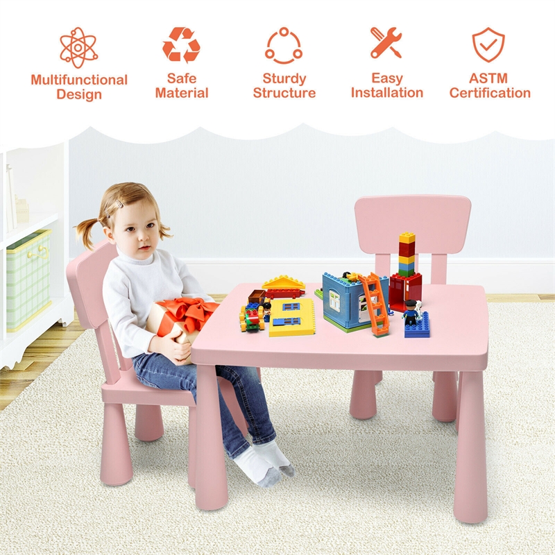 Kids Table & 2 Chairs Set Toddler Activity Play Dining Baby Gift Pink