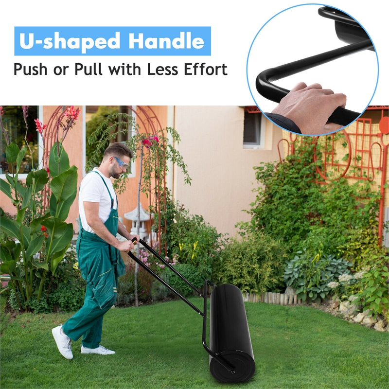 13 Gallon Lawn Roller Heavy Duty Steel Push/Pull Sod Roller Black