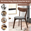 Set of 2 Dining Chair Upholstered Curved Back Side Chair Walnut