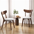 Set of 2 Dining Chair Upholstered Curved Back Side Chair Walnut