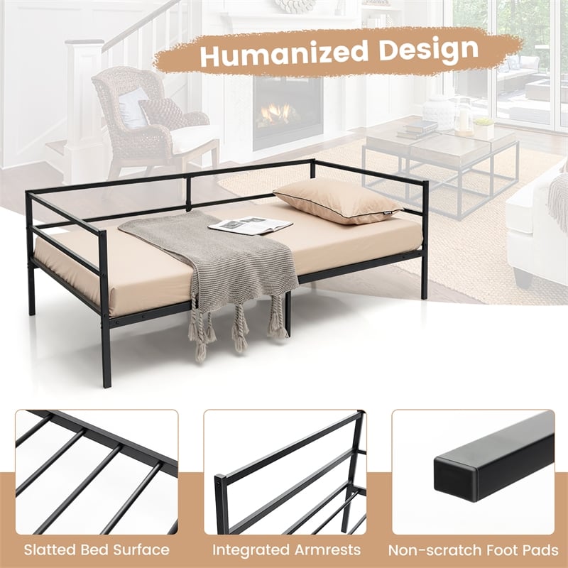 Twin Daybed Sofa Bed Frame Metal Platform Black