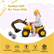 Kids Toddler Ride On Excavator Digger Truck Scooter Seat Yellow