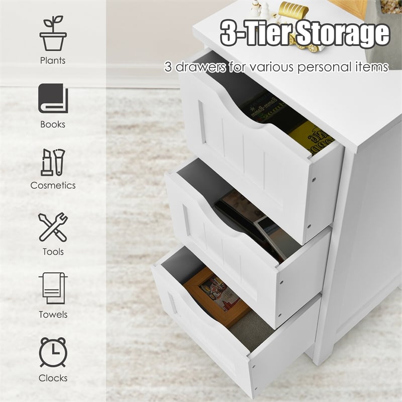 Bathroom Floor Cabinet Freestanding Storage Organizer White