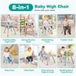 8 in 1 Baby High Chair Convertible Dining Booster Seat Gray