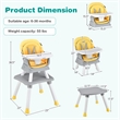 8 in 1 Baby High Chair Convertible Dining Booster Seat Yellow