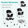 8 in 1 Baby High Chair Convertible Dining Booster Seat Black