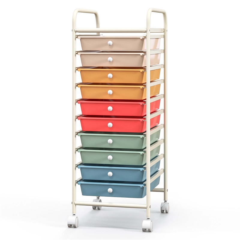 10 Drawer Rolling Storage Cart Paper Office School Organizer Macaron