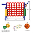 4 in A Row Giant Game Set w/Basketball Hoop for Family Blue