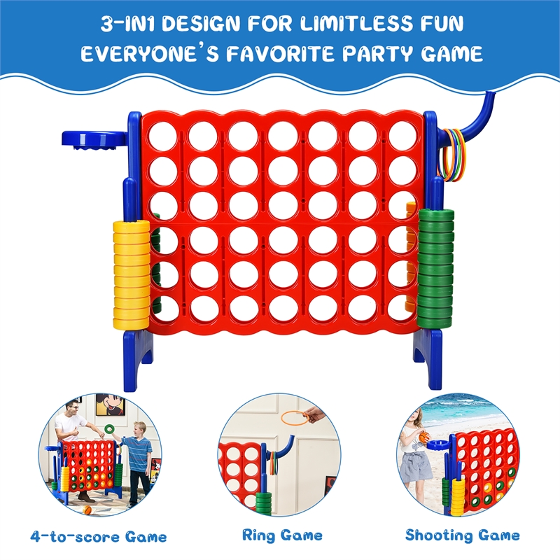 4 in A Row Giant Game Set w/Basketball Hoop for Family Blue