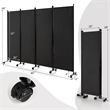 4 Panel Folding Room Divider 6FT Rolling Privacy Screen Black