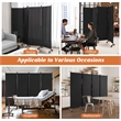 4 Panel Folding Room Divider 6FT Rolling Privacy Screen Black