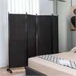 4 Panel Folding Room Divider 6FT Rolling Privacy Screen Black