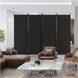 4 Panel Folding Room Divider 6FT Rolling Privacy Screen Black