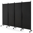 4 Panel Folding Room Divider 6FT Rolling Privacy Screen Black