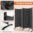 4 Panel Folding Room Divider 6FT Rolling Privacy Screen Gray