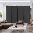 4 Panel Folding Room Divider 6FT Rolling Privacy Screen Gray
