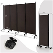 4 Panel Folding Room Divider 6FT Rolling Privacy Screen Brown
