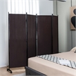 4 Panel Folding Room Divider 6FT Rolling Privacy Screen Brown