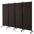 4 Panel Folding Room Divider 6FT Rolling Privacy Screen Brown