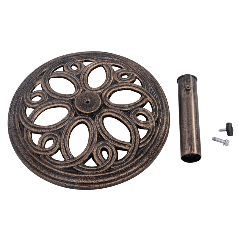 Patio Outdoor Round Umbrella Base Stand Cast Iron Gold